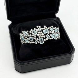 White gold bracelet with aquamarines and diamonds