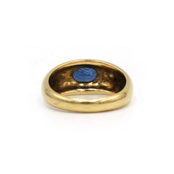Yellow gold bangle ring with diamonds and sapphires
