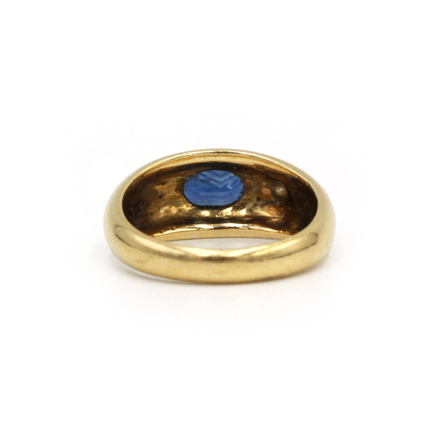 Yellow gold bangle ring with diamonds and sapphires