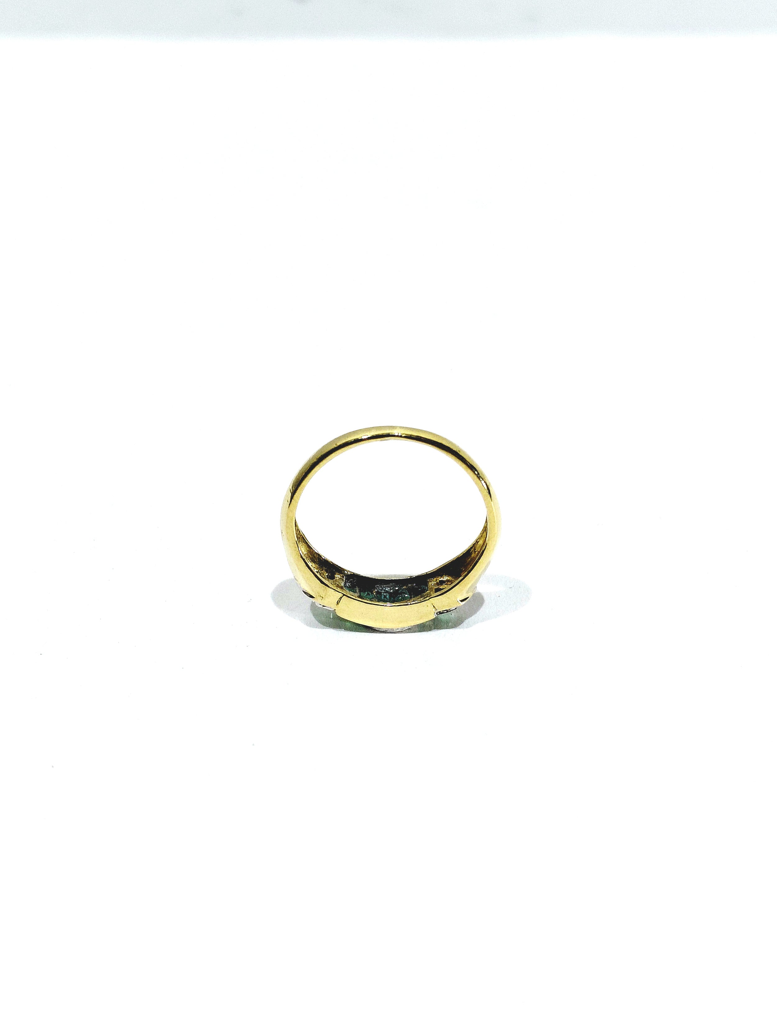 Yellow Gold Ring with Diamonds and Emeralds