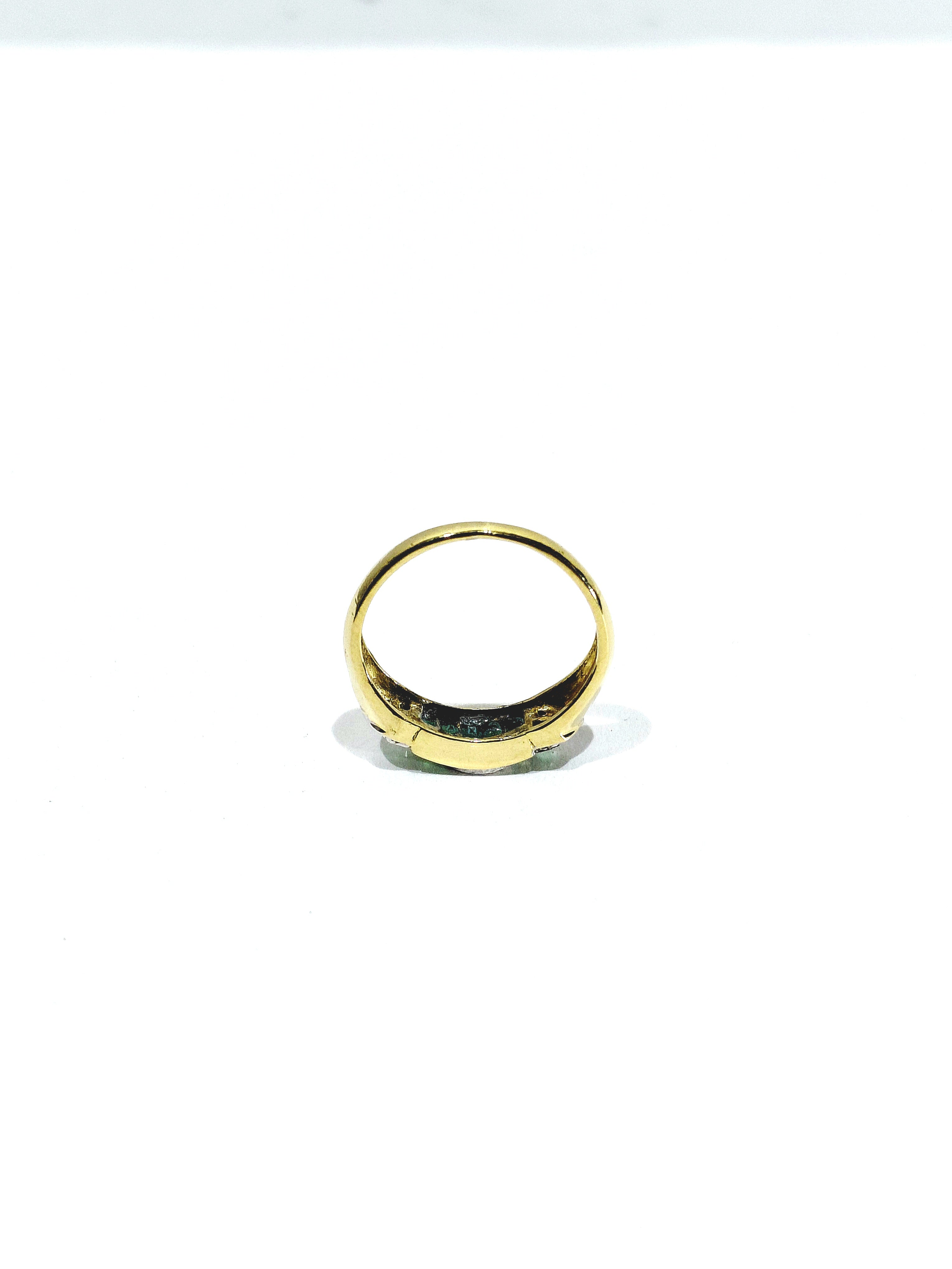 Yellow Gold Ring with Diamonds and Emeralds