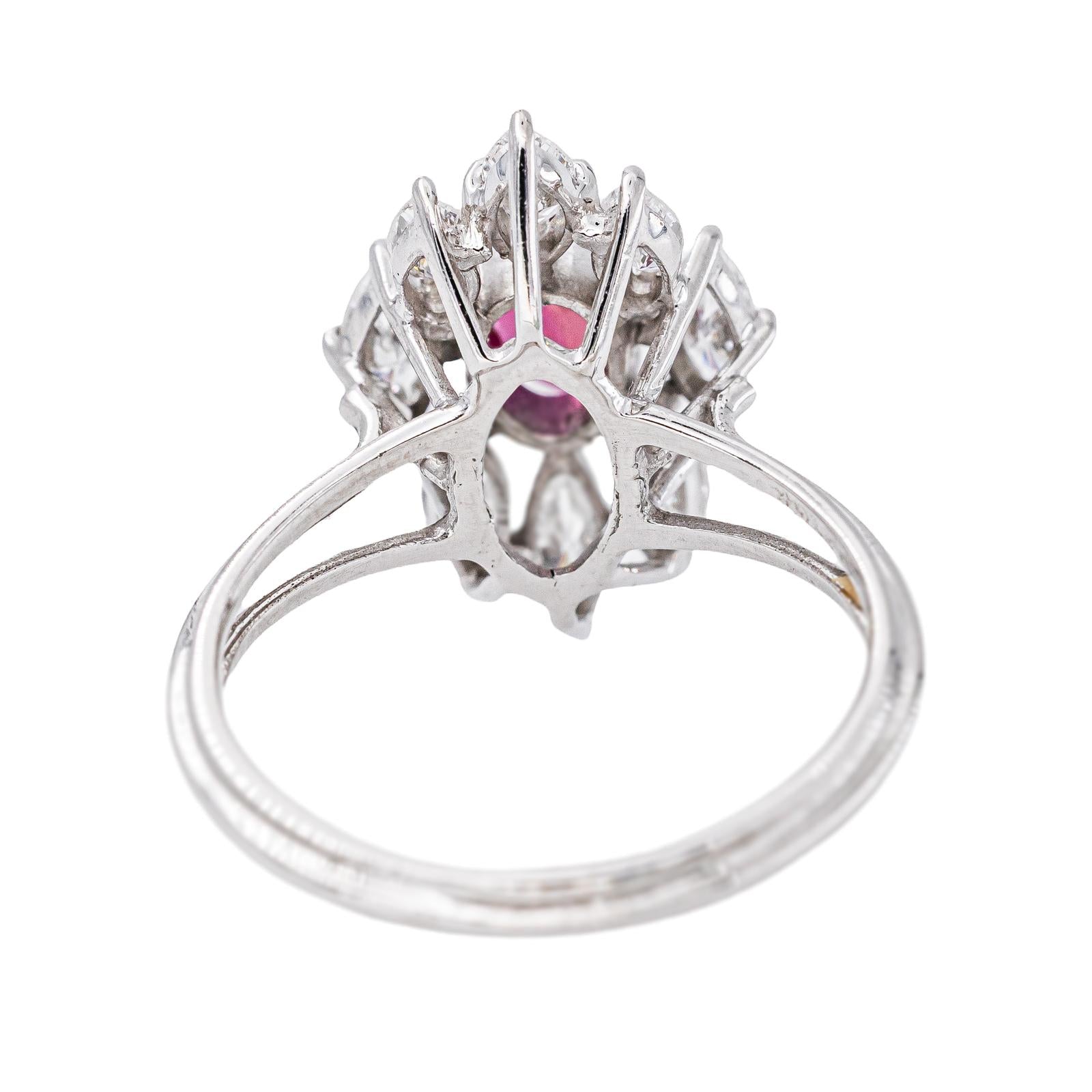 Marquise Ring in White gold with Rubies