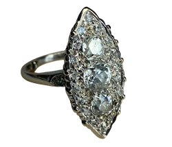 18K WHITE GOLD MARQUISE RING (Size 48)