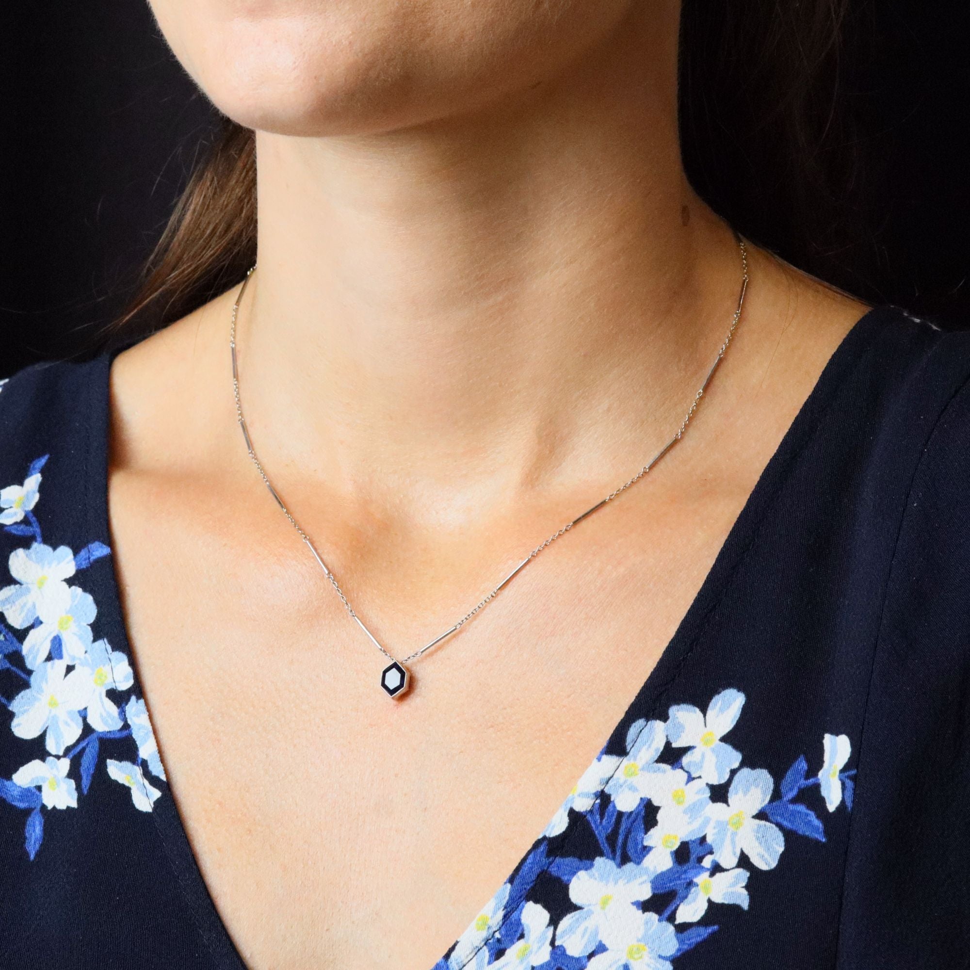 White Gold and Sapphire Pendant Necklace
