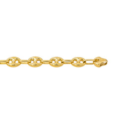 Yellow Gold Coffee Bean Link Bracelet