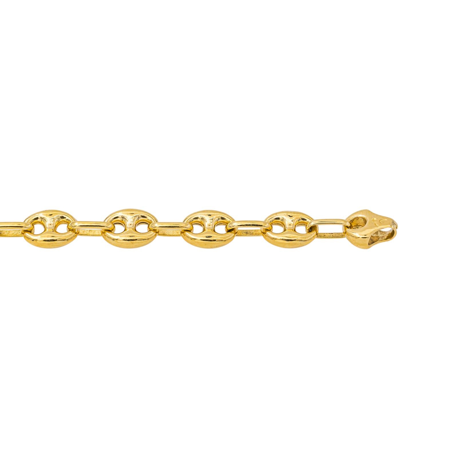 Yellow Gold Coffee Bean Link Bracelet