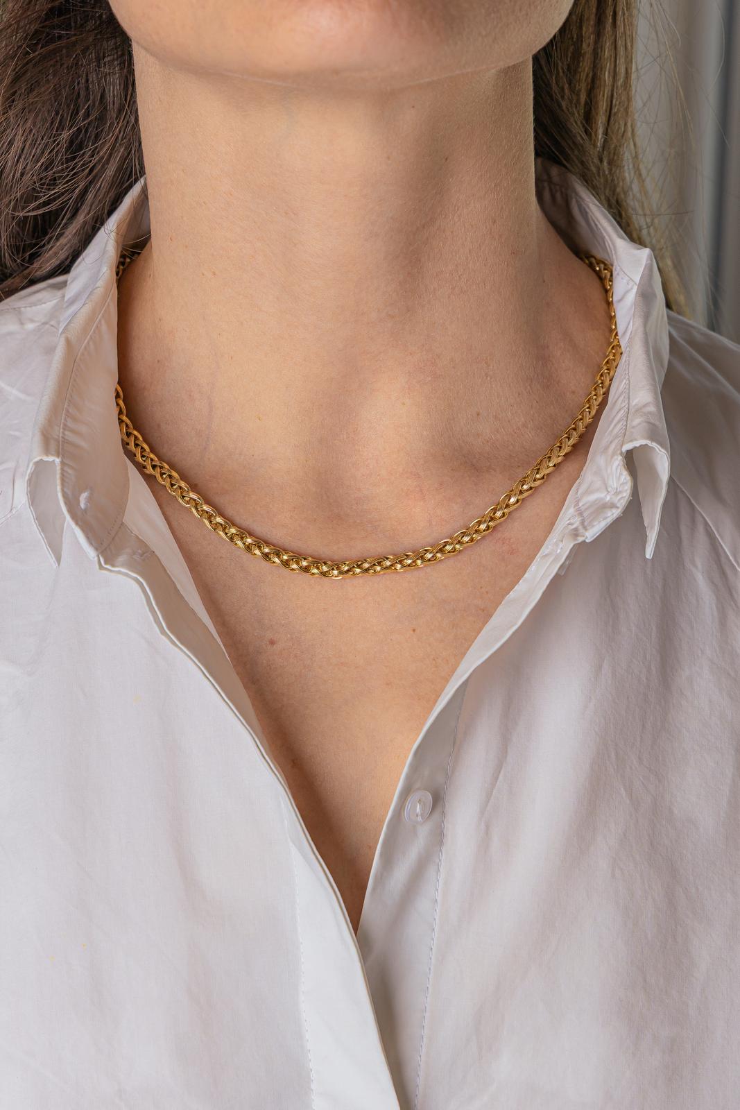 Yellow Gold Braided Link Necklace