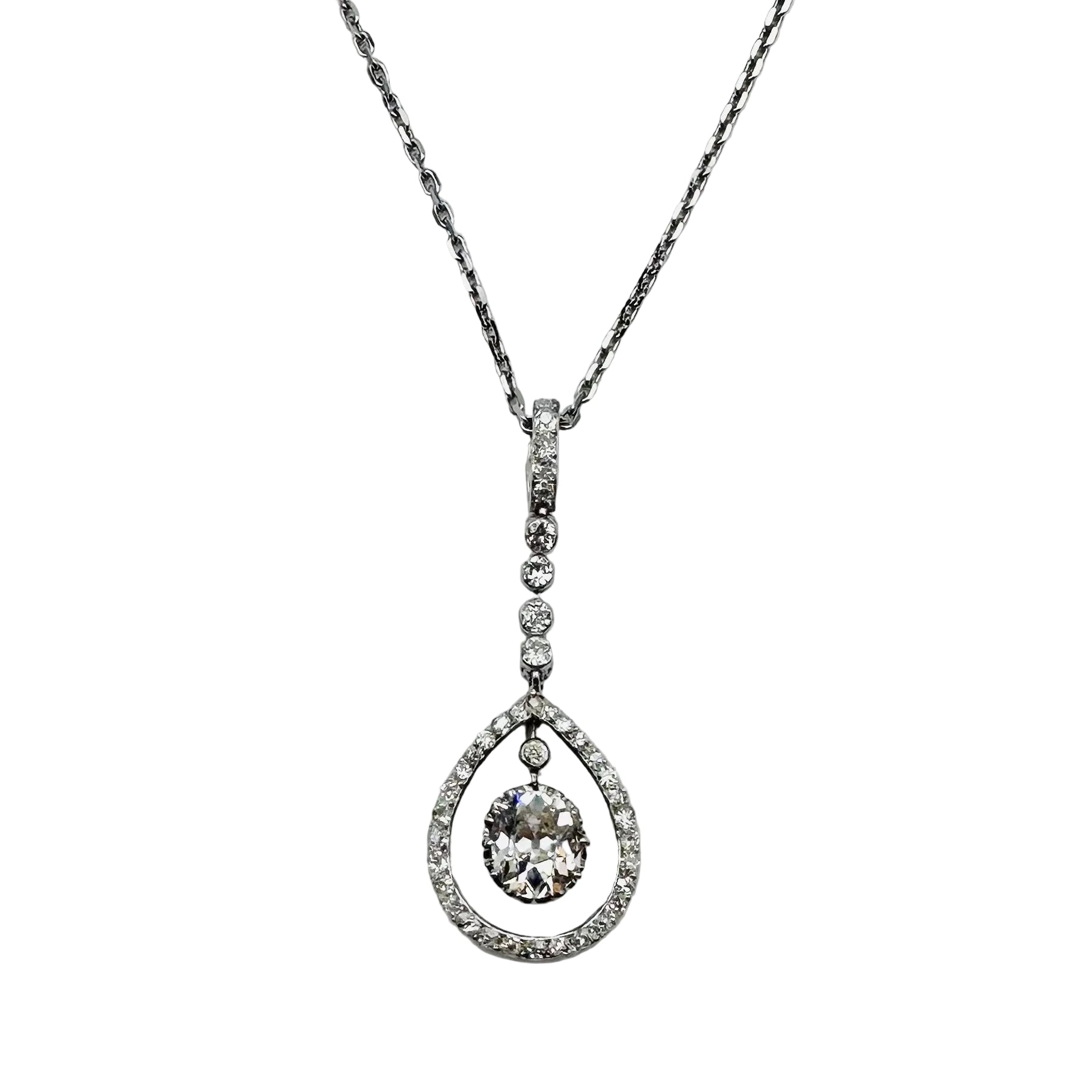 Collier Pendentif en or blanc et diamants