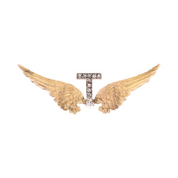 Yellow gold, silver, and diamond brooch