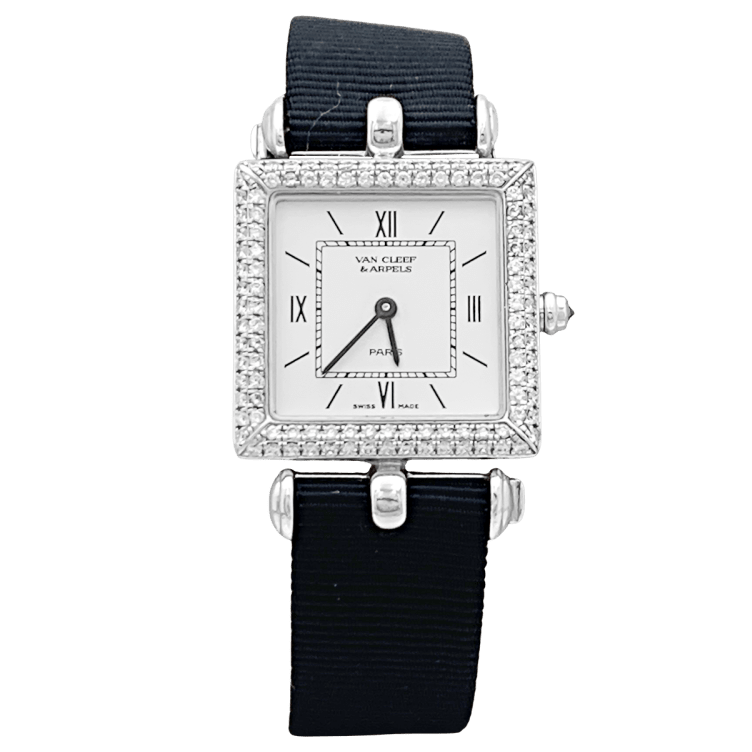 Montre Van Cleef & Arpels, "Classique Arpels" en or blanc, diamants.