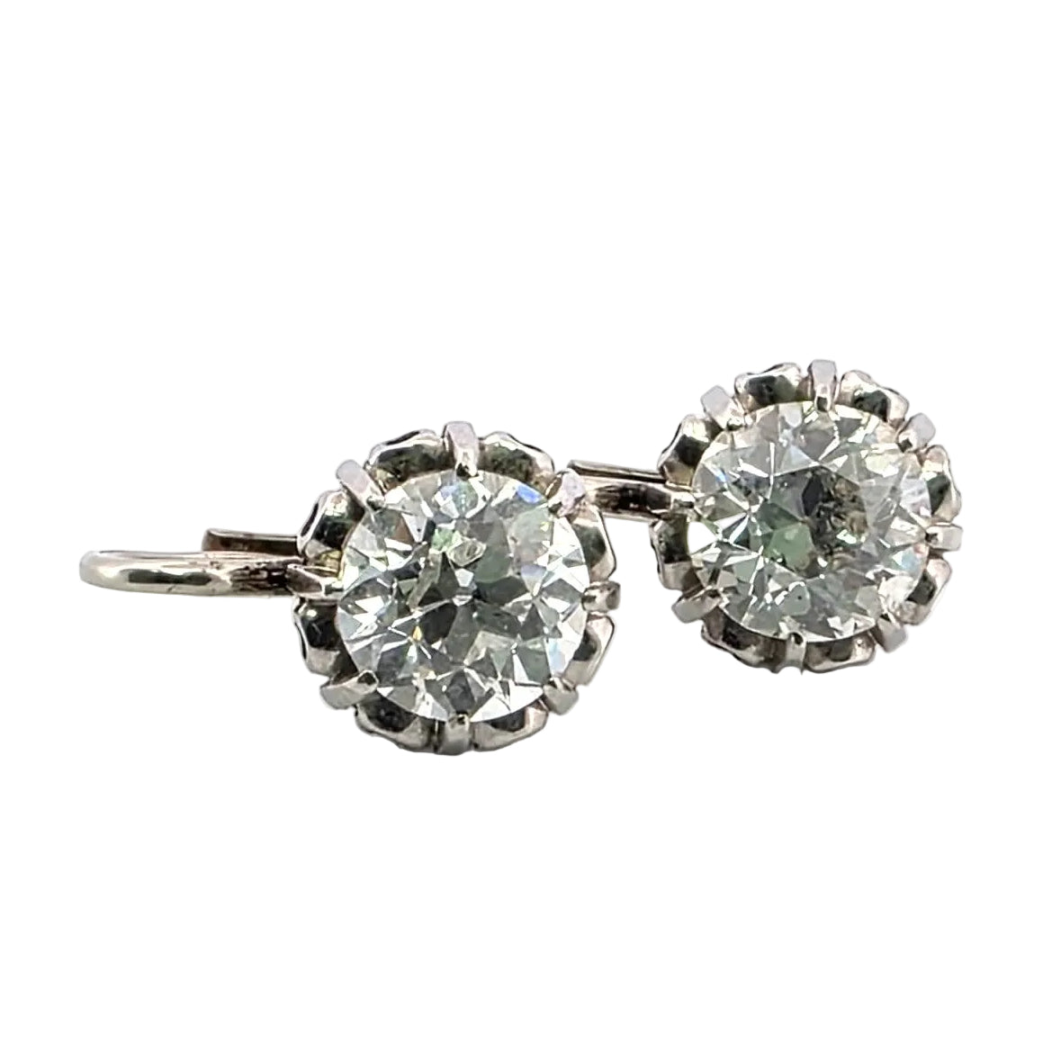 White Gold and Diamond Lever-back Earrings