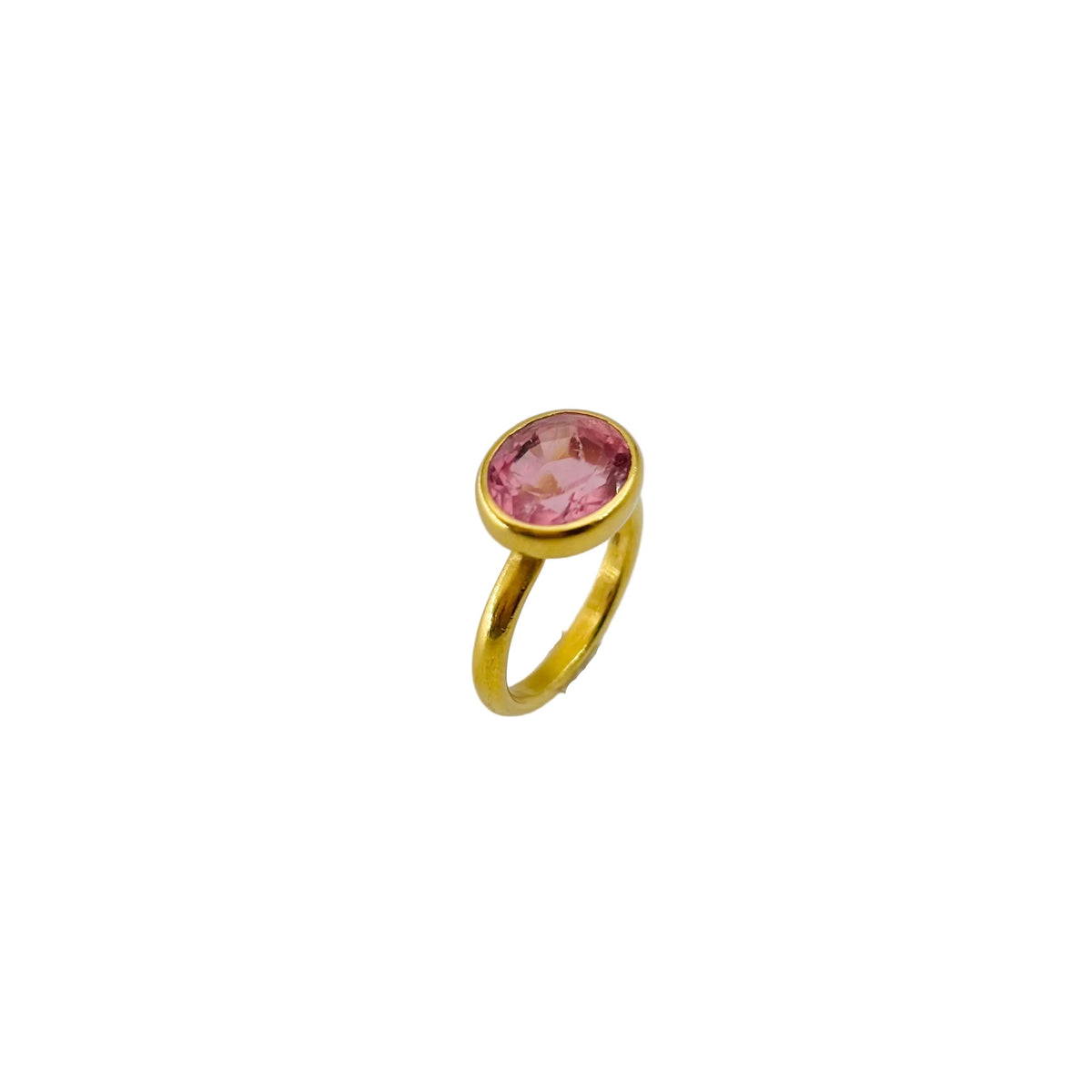MARIE-HÉLÈNE DE TAILLAC "Princess" Solitaire Ring in 22-carat yellow gold with a pink Tourmaline