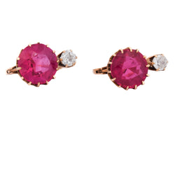 Yellow Gold Lever-back Earrings with Rubies and Diamonds
