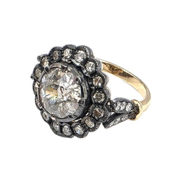 Entourage Ring in yellow gold, silver, and diamonds