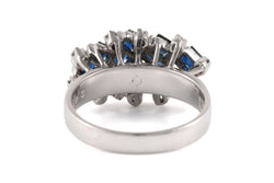 White gold ring with sapphires and diamonds