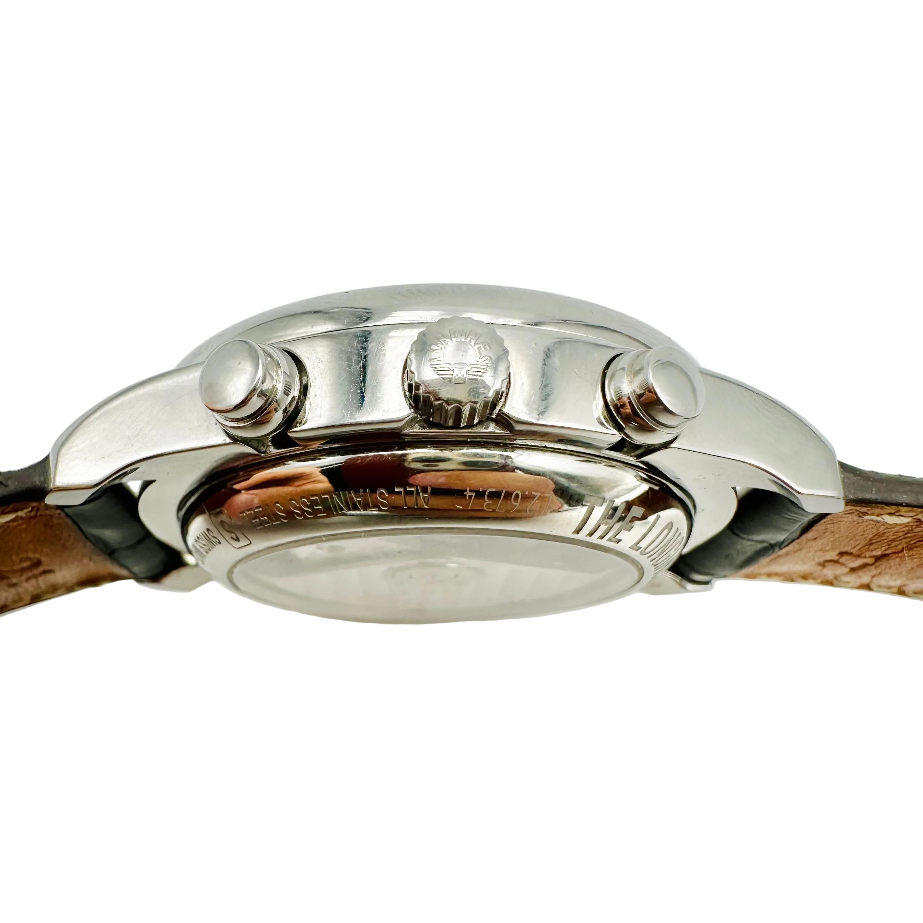 Watch LONGINES "Chrono Moonphase Master Collection" in steel and leather