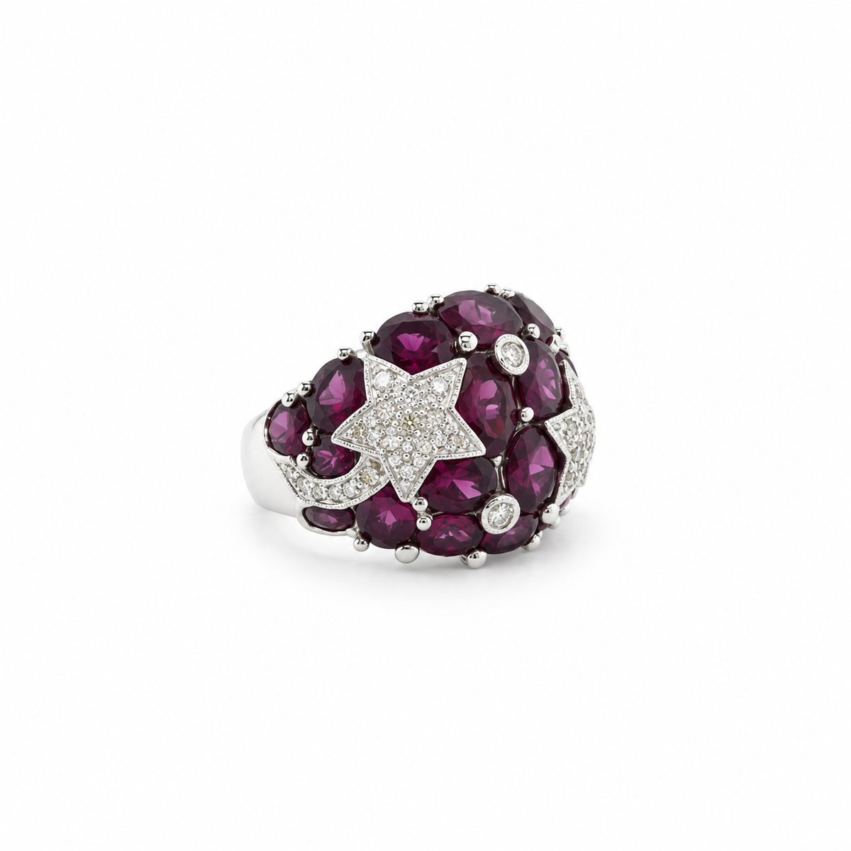 "Dôme" Ring in White Gold, Tourmalines, and Diamonds