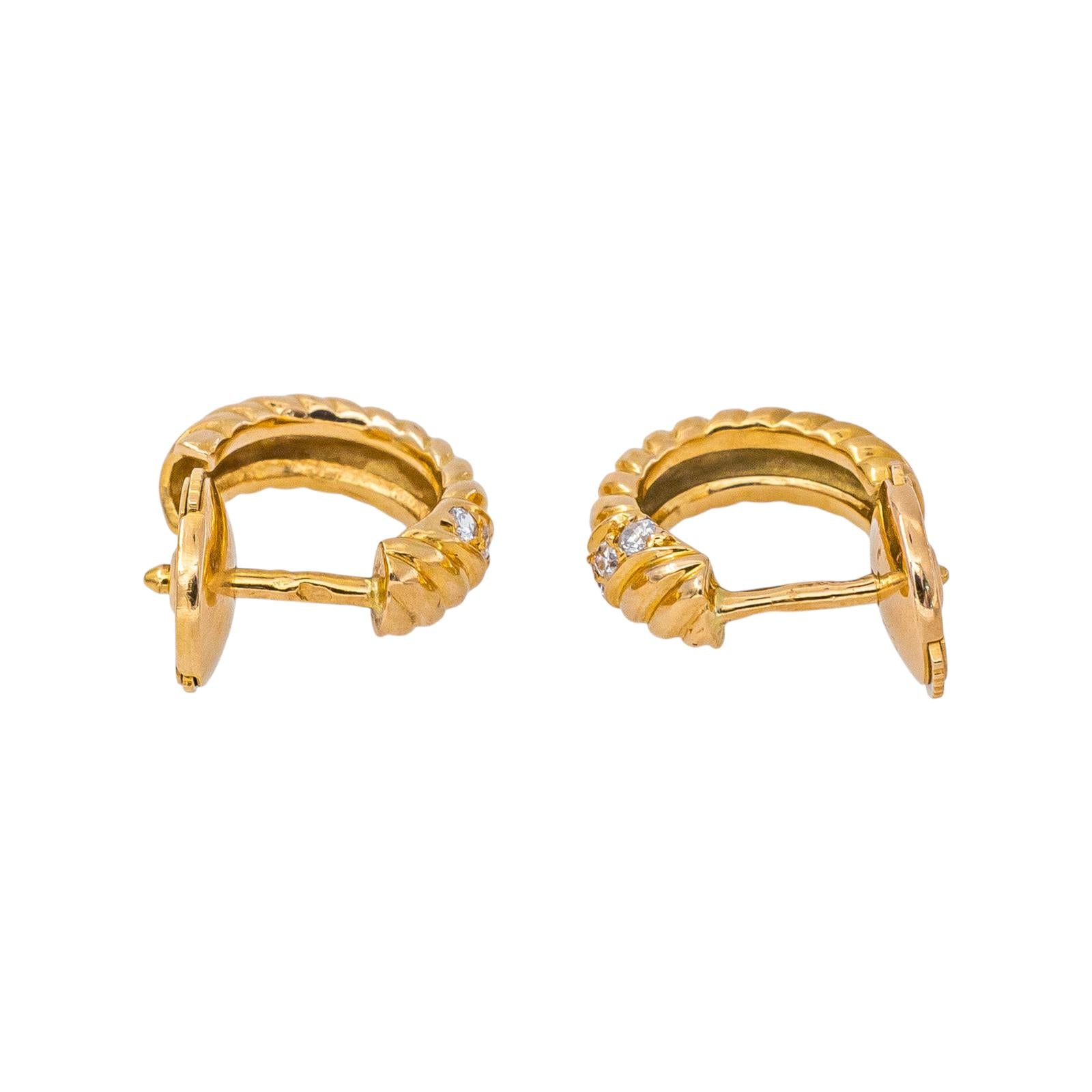 Yellow Gold Diamond Hoop Earrings
