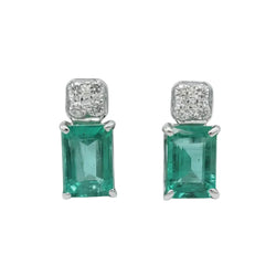 White Gold Earrings with Emeralds and Diamonds
