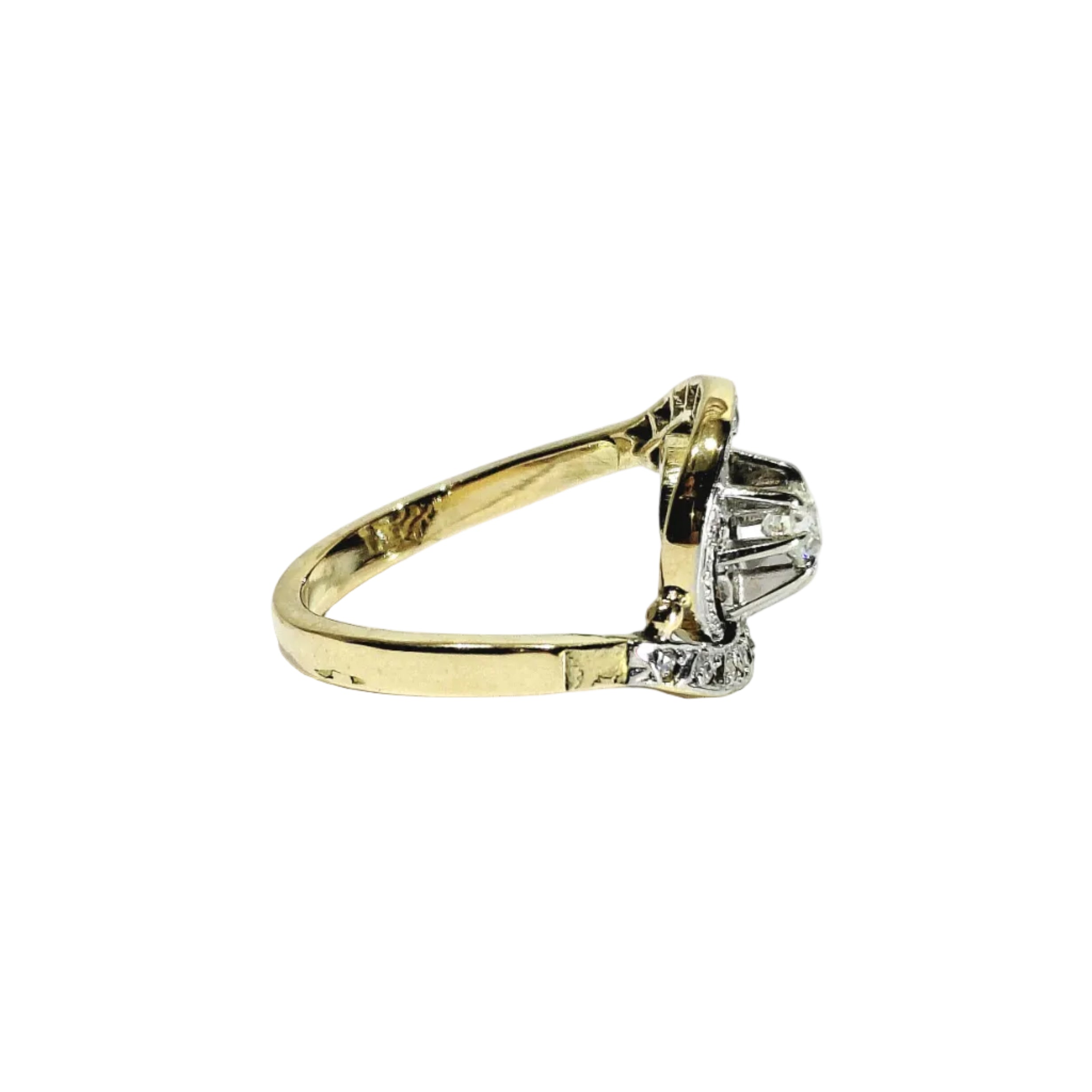 Tourbillon ring in yellow gold, white gold, and diamonds