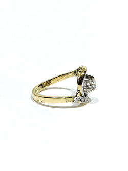 Tourbillon ring in yellow gold, white gold, and diamonds