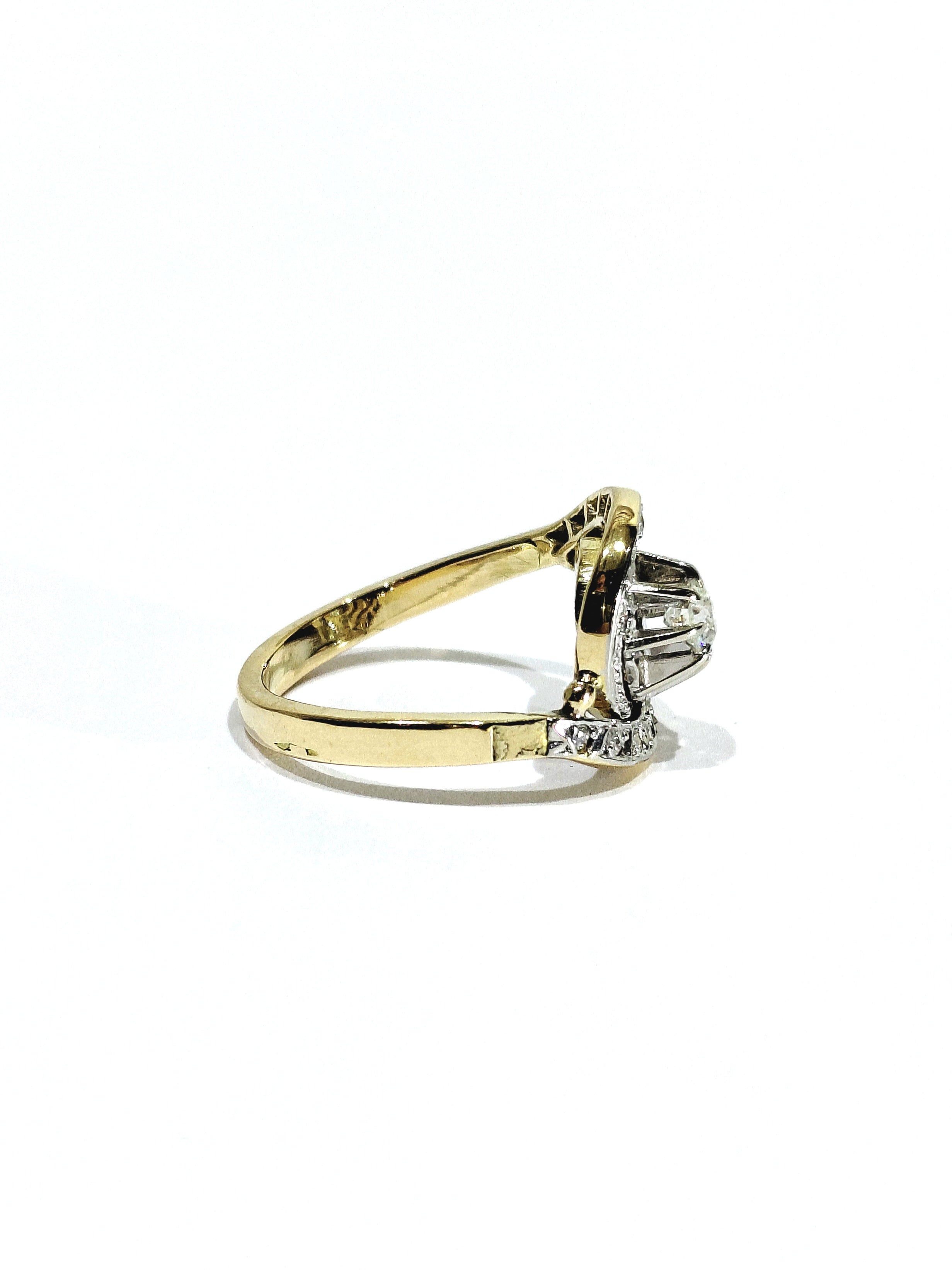 Tourbillon ring in yellow gold, white gold, and diamonds