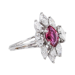 Marquise Ring in White gold with Rubies