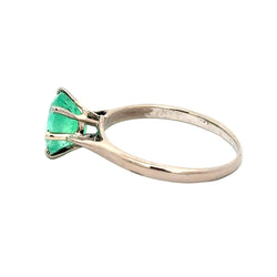 White Gold Solitaire Ring with Emerald