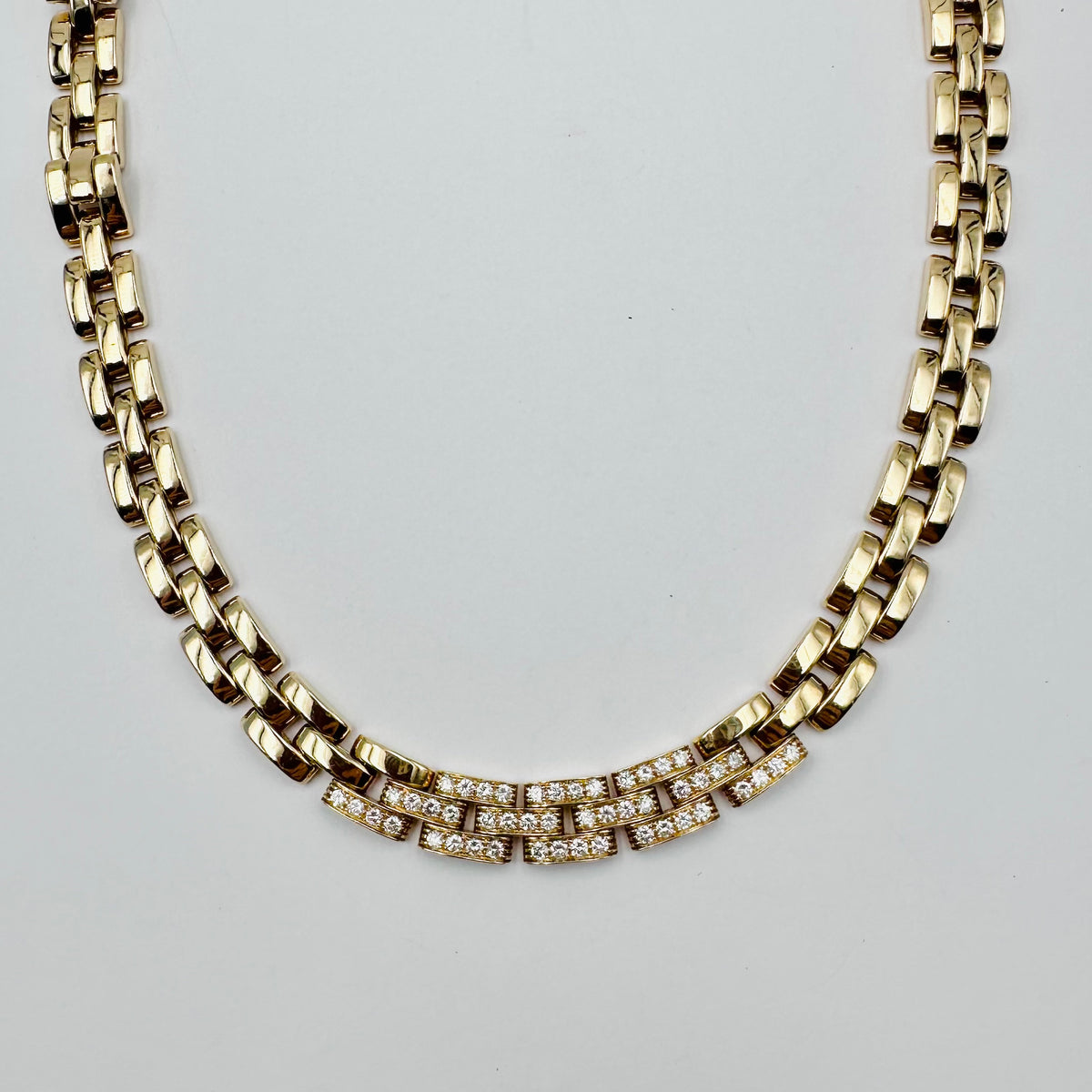 CARTIER "Panther" Link Necklace in yellow gold and diamonds