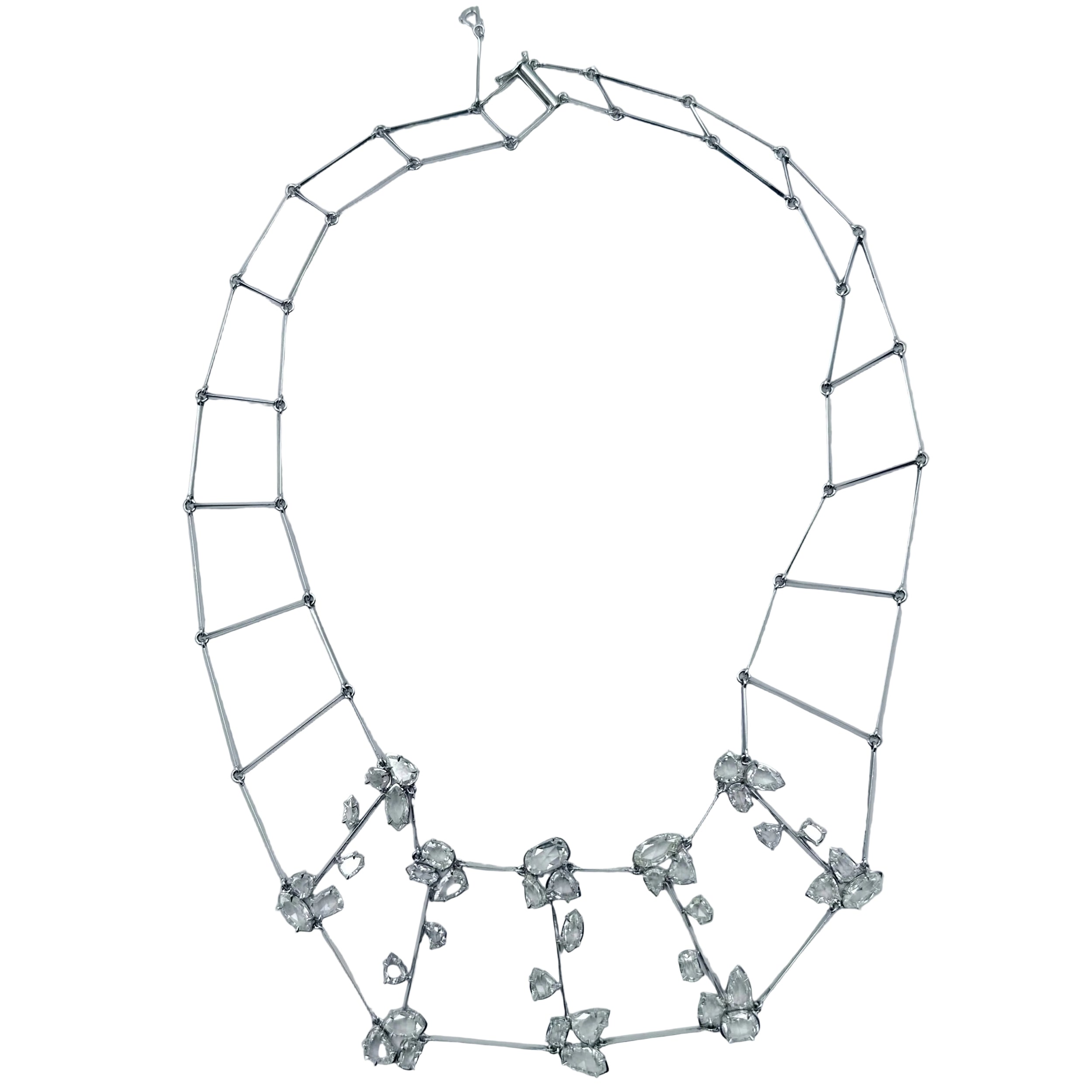 Necklace in white gold and rose-cut diamonds