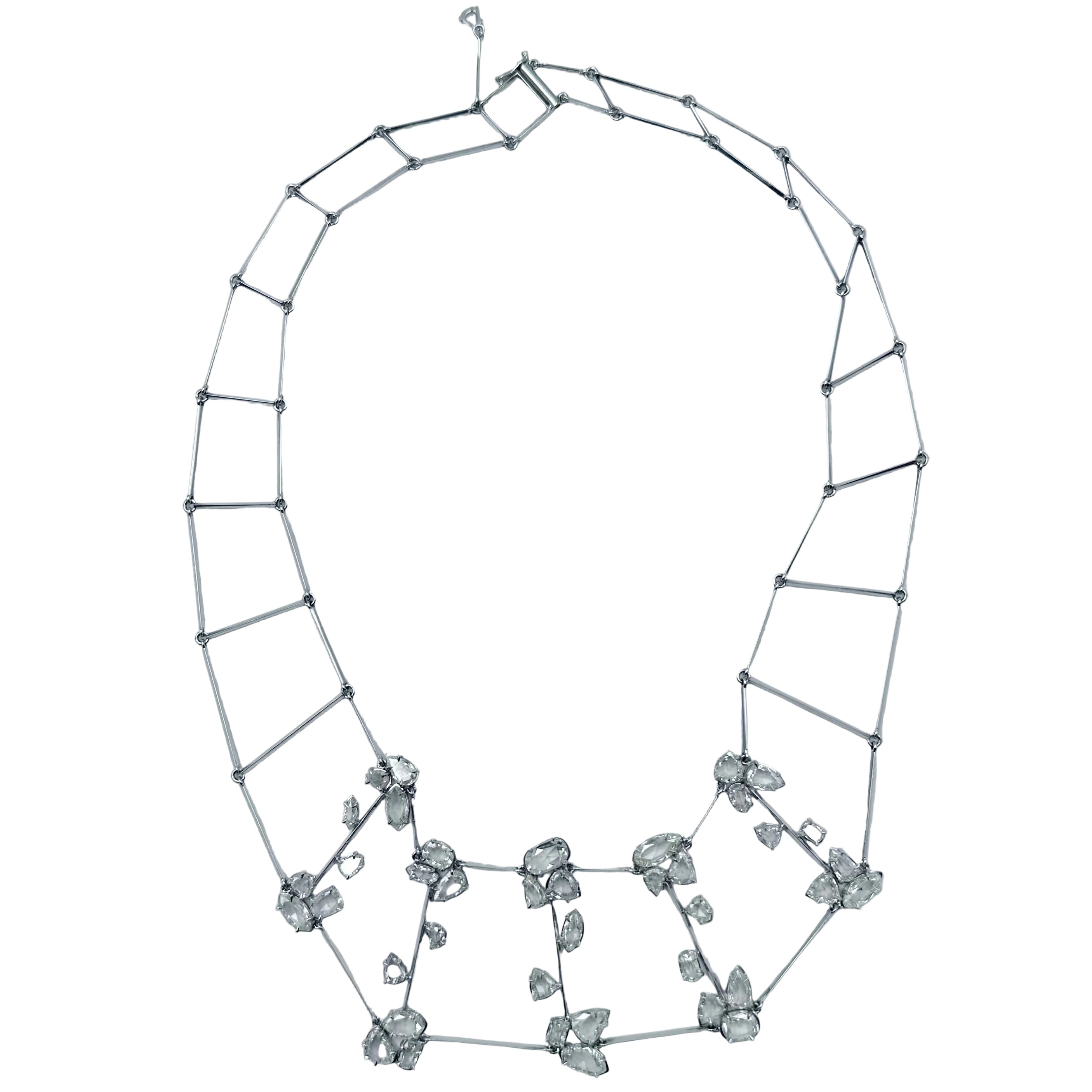 Necklace in white gold and rose-cut diamonds