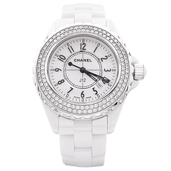 Watch Chanel, "J12", ceramic white and diamonds.