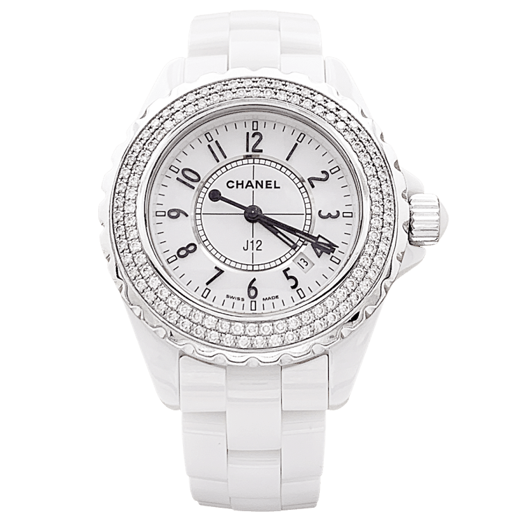 Watch Chanel, "J12", ceramic white and diamonds.