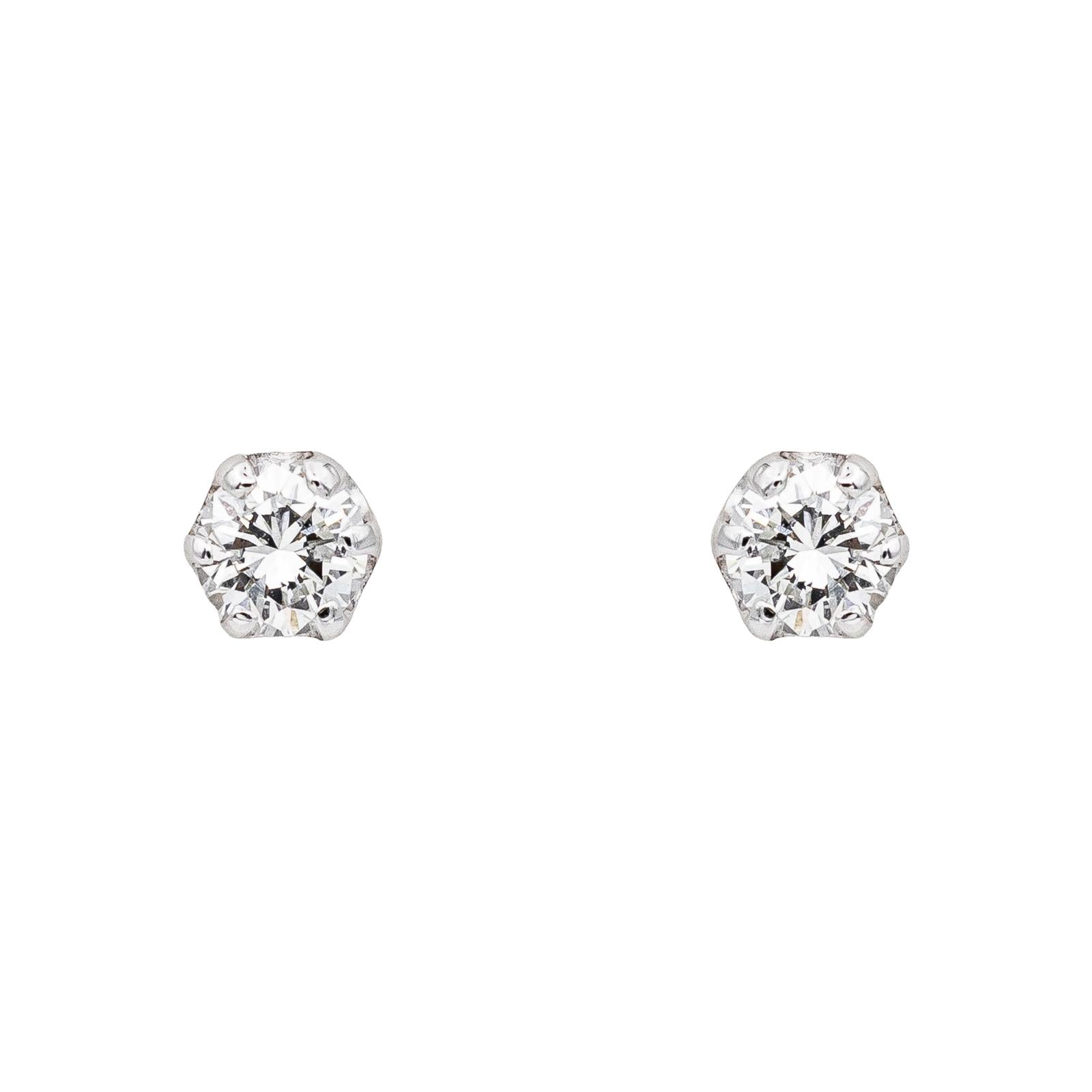 Boucles d'oreilles Puces Or blanc Diamant