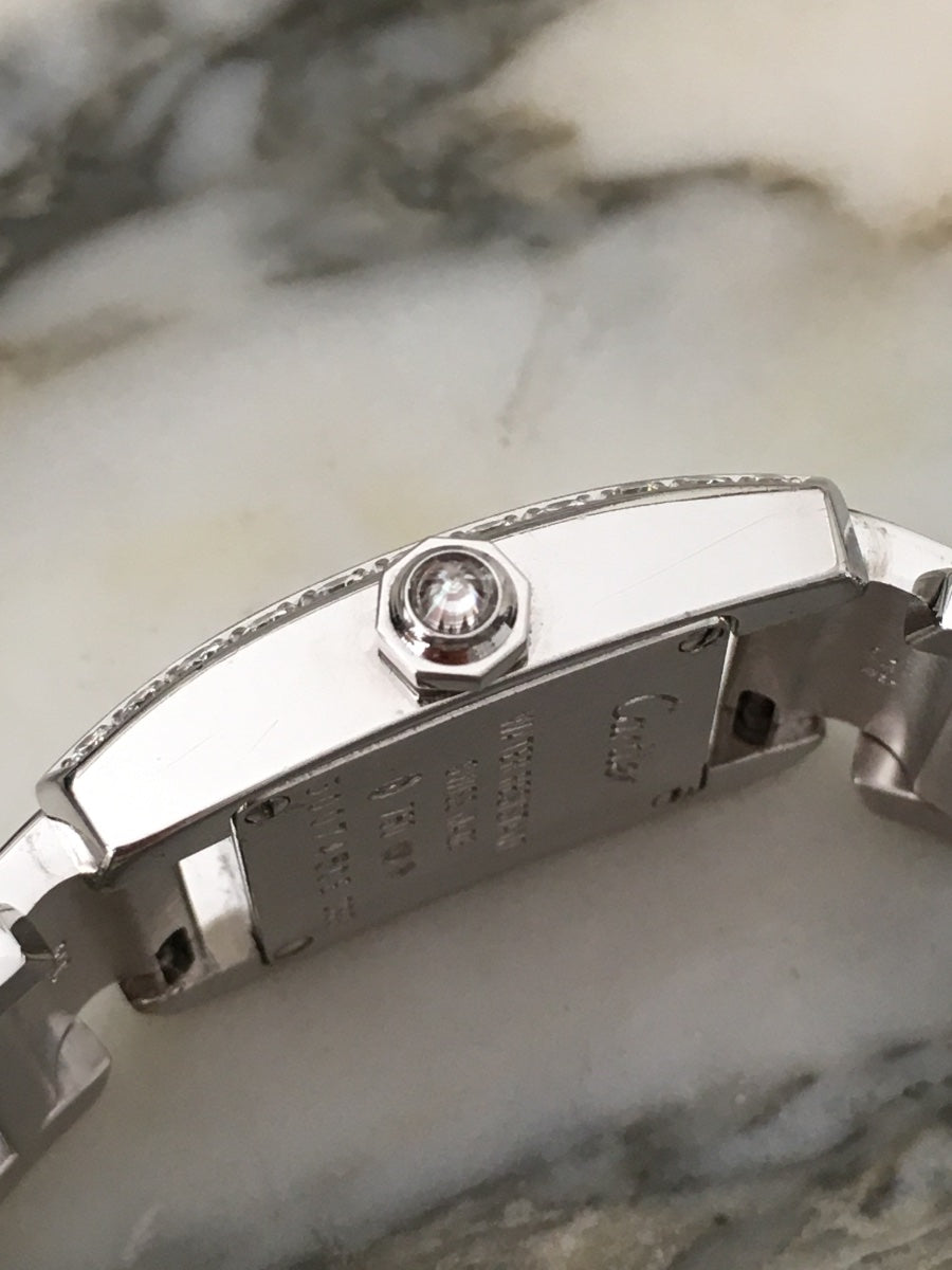 CARTIER "Tankissime" PM Watch in white gold, stainless steel, and diamonds