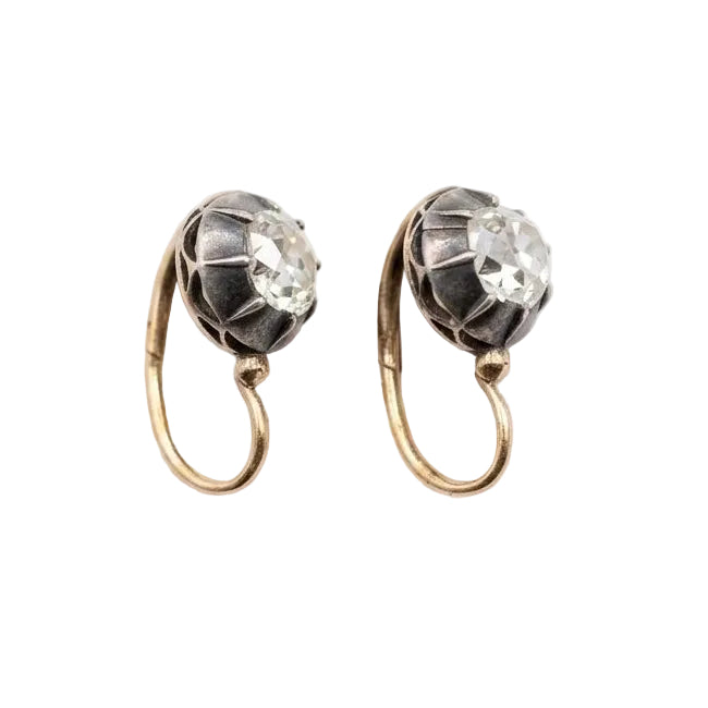 Yellow Gold and Diamond Lever-back Earrings