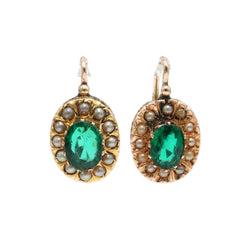 Yellow Gold Lever-back Earrings with Pearls and Crystal
