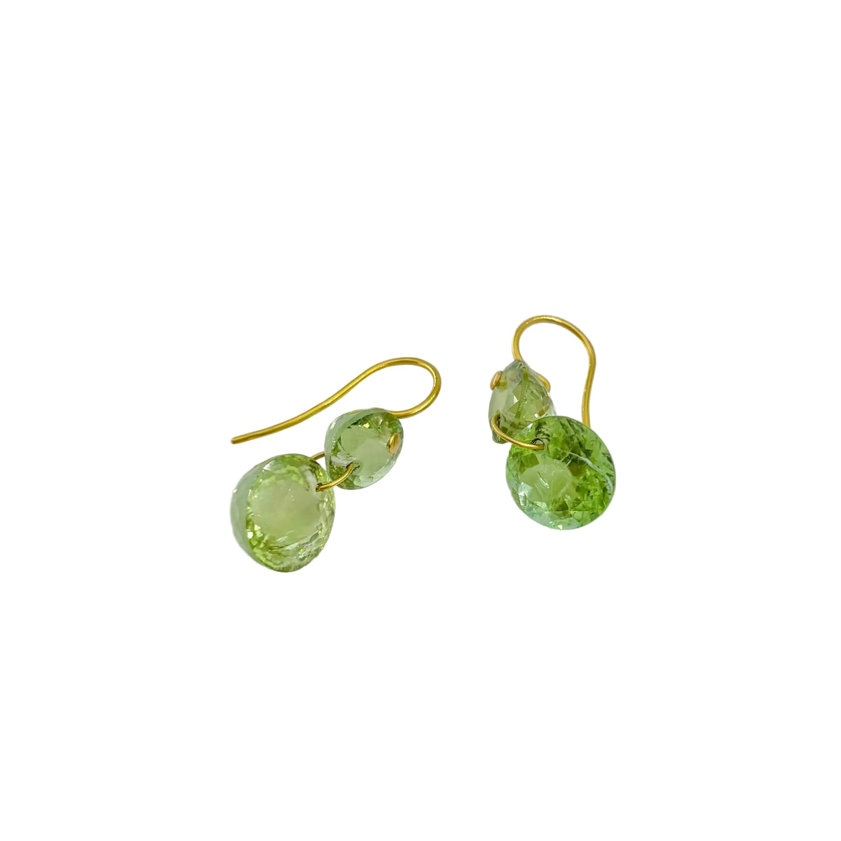 MARIE-HÉLÈNE DE TAILLAC "Gem Incandescence" Dangle Earrings in yellow gold and green Tourmaline