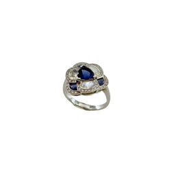 ISABELLE LANGLOIS "Flora Pensée" Entourage Ring in white gold, moonstones, iolites, and diamonds