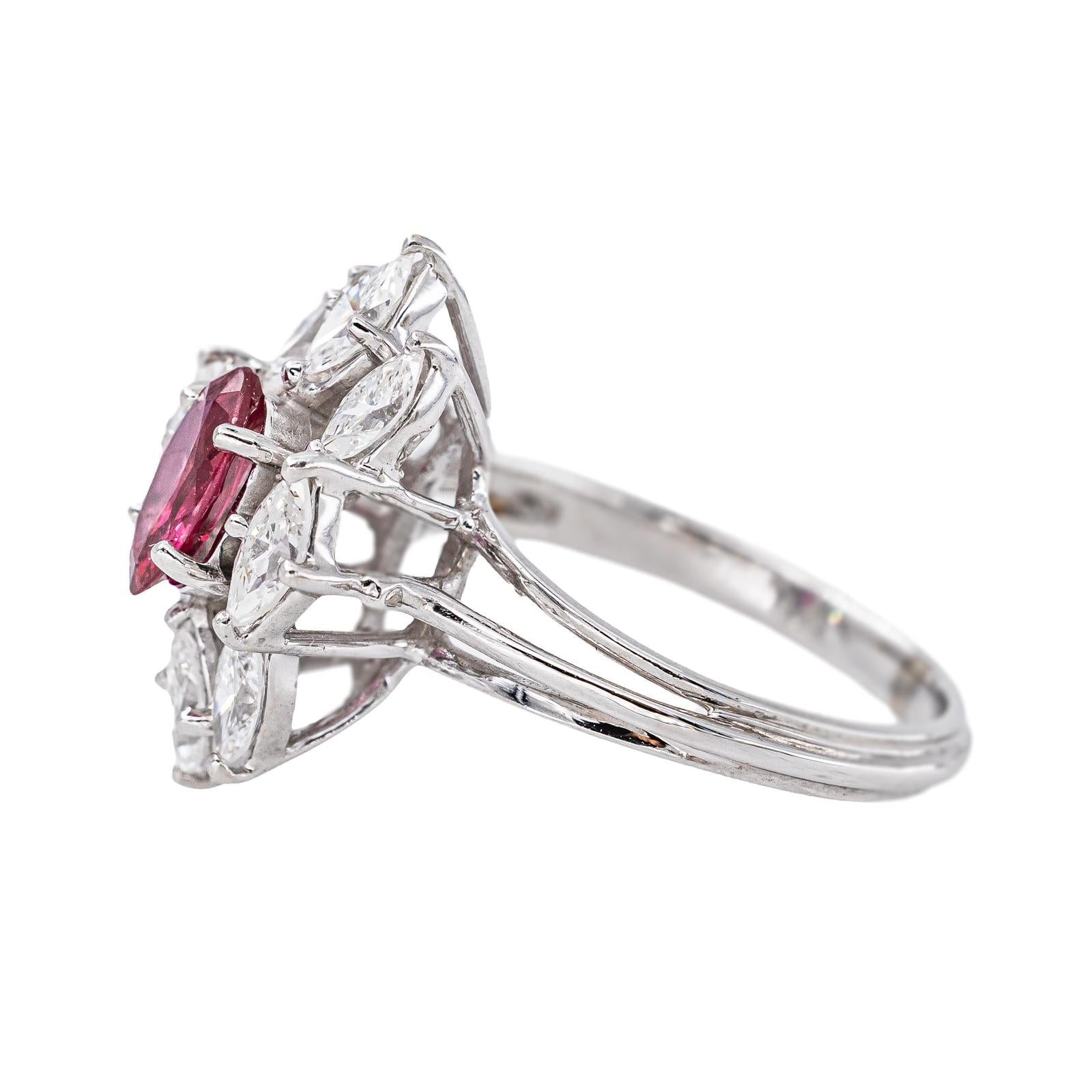 Marquise Ring in White gold with Rubies