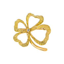 Yellow Gold Diamond Clover Brooch