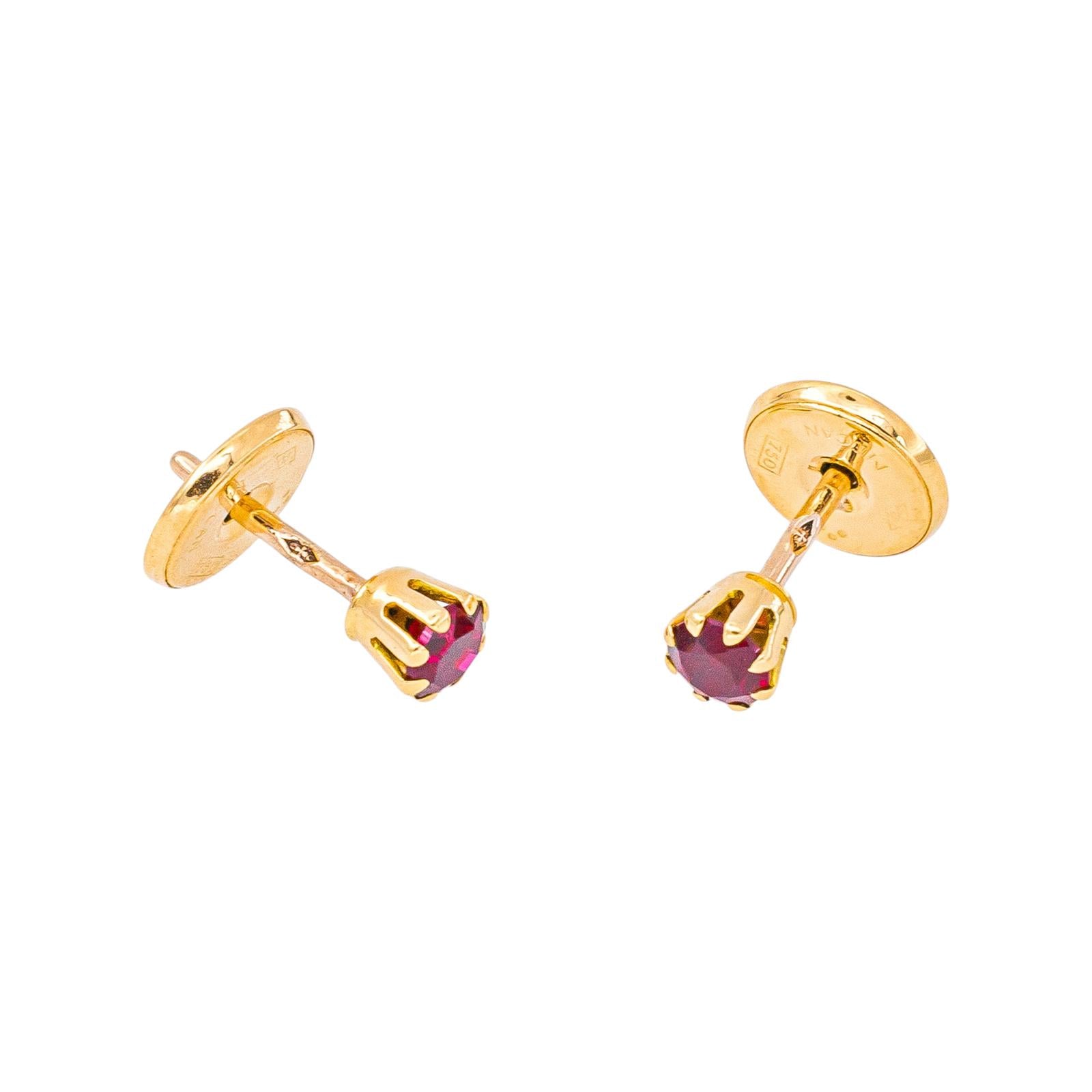 Earrings with Pucks Yellow Gold Ruby