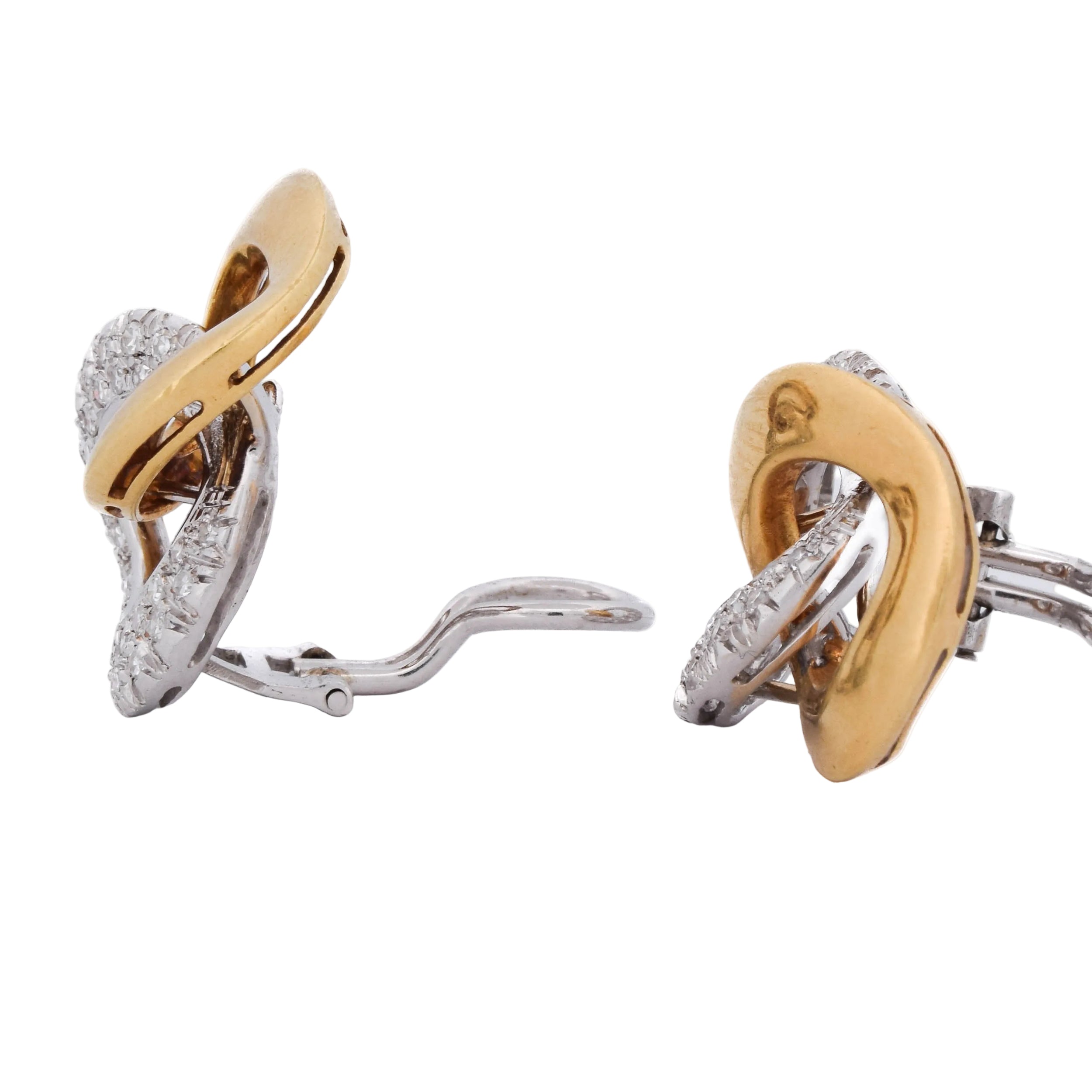 LUNATI Clip-On Earrings in White gold, Yellow gold, and Diamonds