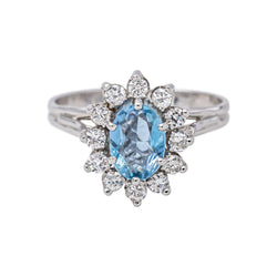 Bague Pompadour Or blanc Aigue Marine