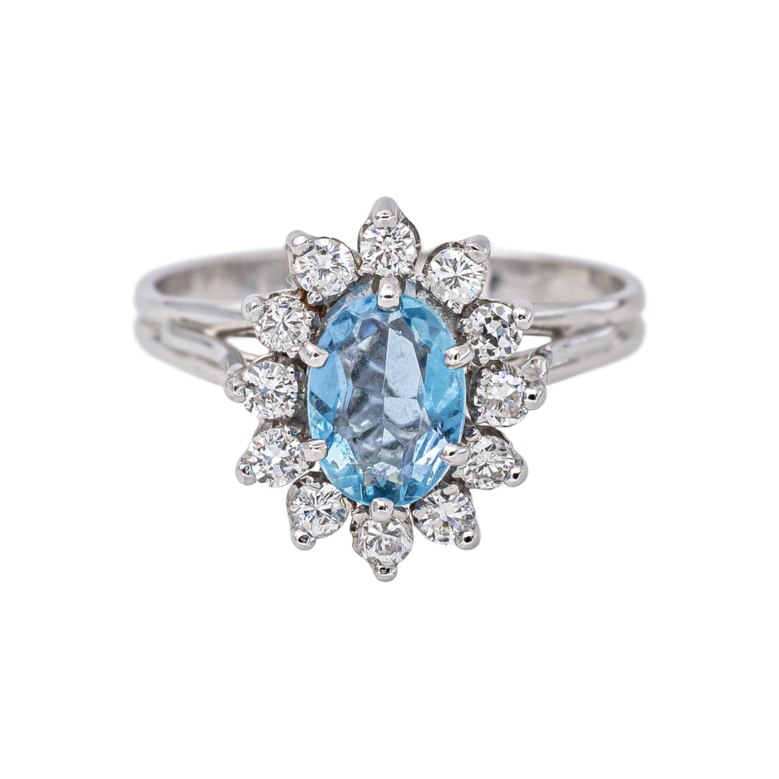 Bague Pompadour Or blanc Aigue Marine