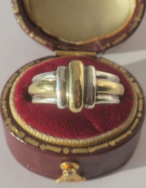 CHRISTOFLE - Gold and Silver Fluted Bangle Ring