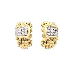 Boucles d'oreilles "Mailles" vintage deux tons d'ors et diamants.