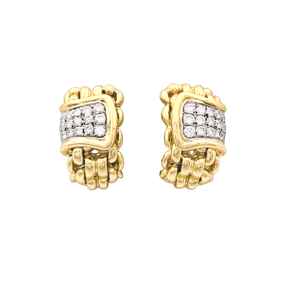 Boucles d'oreilles "Mailles" vintage deux tons d'ors et diamants.