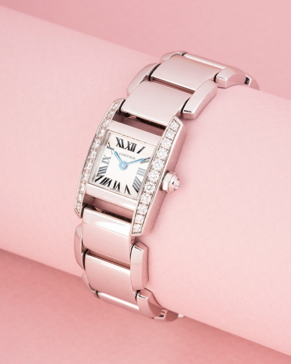 CARTIER "Tankissime" PM Watch in white gold, steel, and diamonds