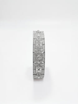 ART DECO ARTICULATED BRACELET WITH PALTINE AND DIAMONDS, APPROX. 12.50 CTS (SIZE 18)